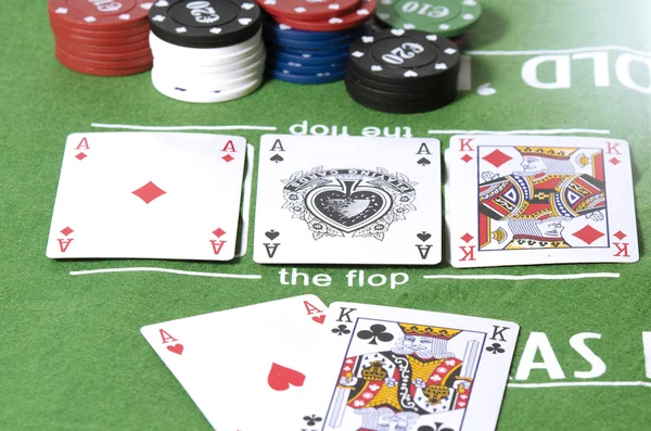 Full aces and king in poker — Stock Photo, Image