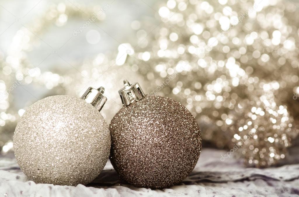 Christmas ornaments of gold and silver