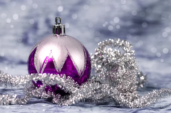 Christmas decorations purple and silver — Stock Photo, Image