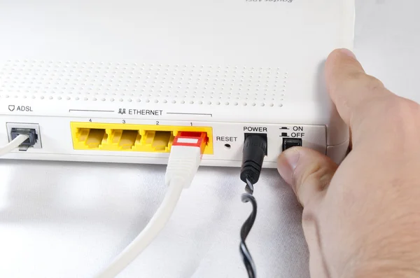 Op een router — Stockfoto