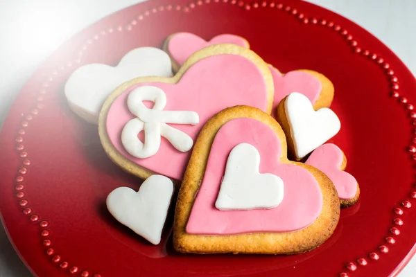 Handgemaakte Koekjes Met Hart Vorm Wit Hout — Stockfoto