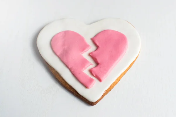 Galletas Hechas Mano Con Forma Corazón Madera Blanca Imagen De Stock