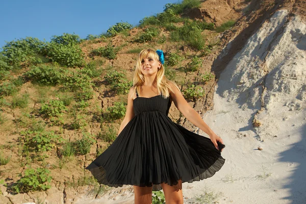 The girl in a black dress — Stock Photo, Image