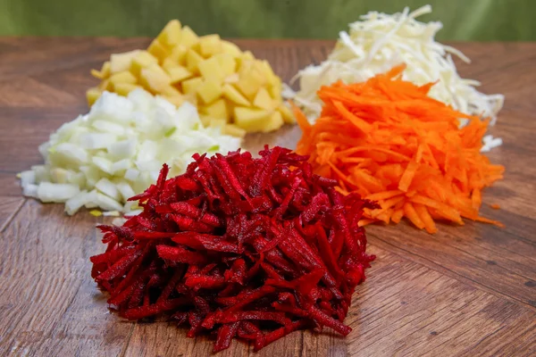 Raw peeled vegetables for soup — Stock Photo, Image