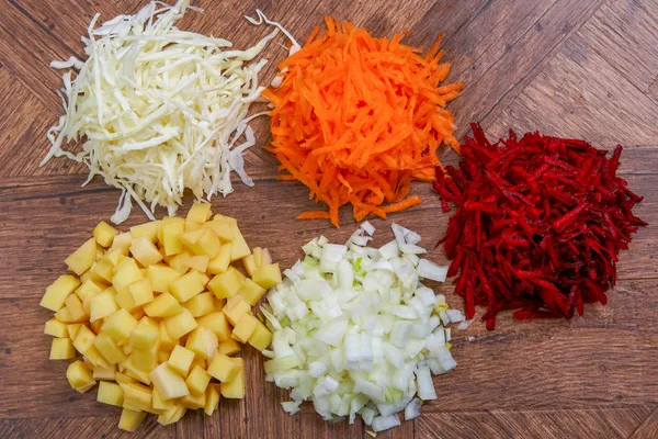 Raw peeled vegetables for soup — Stock Photo, Image