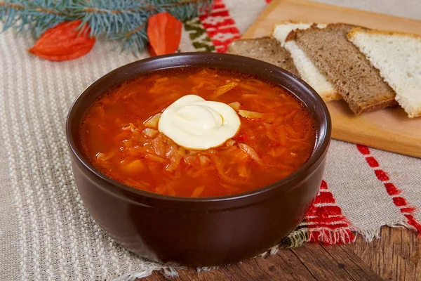 Rote Suppe Borschtsch — Stockfoto