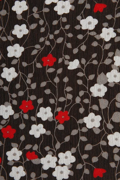 Tissu de fond noir avec fleurs rouges et blancs — Zdjęcie stockowe