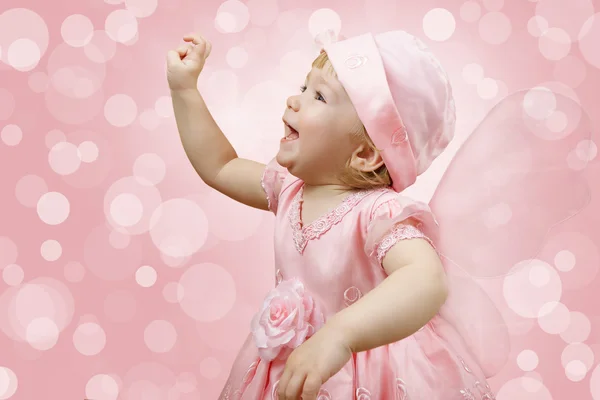 Portrait of cute smiling little girl in princess dress — Stock Photo, Image