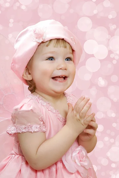 Portrait of cute smiling little girl in princess dress — Stock Photo, Image