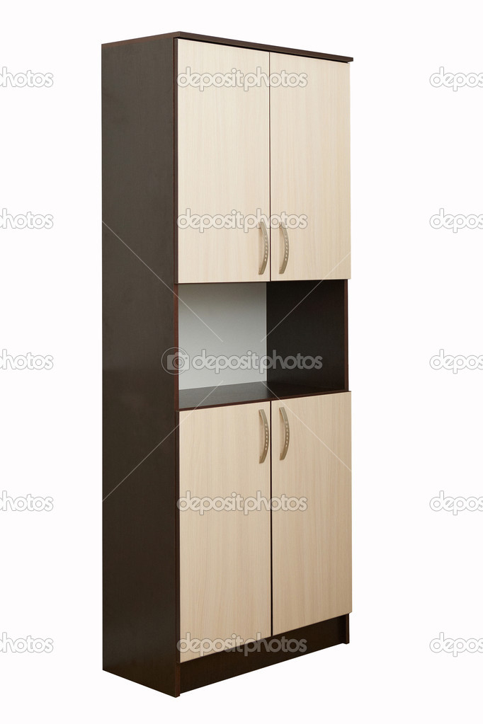 wooden wardrobe on a white