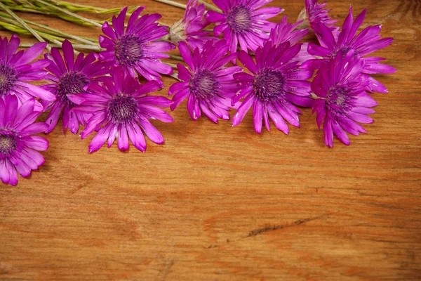 Kwiaty na drewnianym tle — Zdjęcie stockowe
