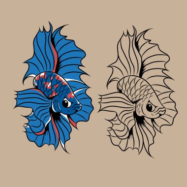 betta fish vector illustration specially made for clothing branding needs and so on