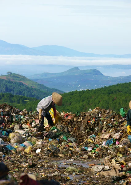 Люди собирают мусор на помойке — стоковое фото