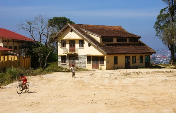 Childhood with acient house — Stock Photo, Image