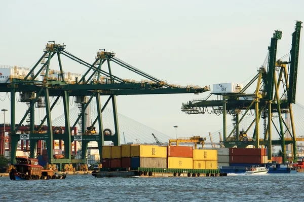 Loading container at port, maritime transport — Stock Photo, Image