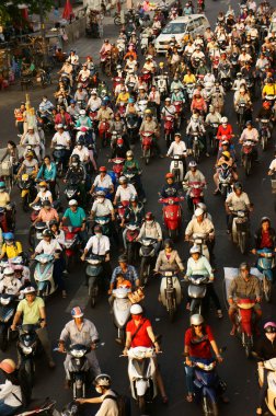yoğun, crowed trafik, motosiklet ho chi minh City