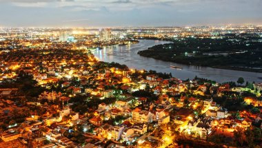 yüksek görüş ho chi minh City izlenim gece manzarası