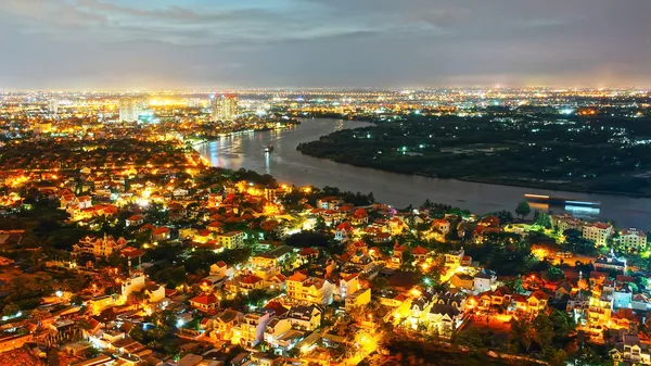 Wrażenie krajobraz Ho Chi Minh City z wysokiej widzenia — Zdjęcie stockowe