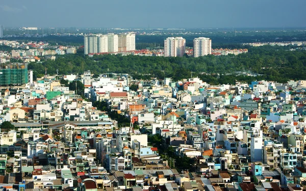 Indruk panoramische van Azië stad op dag — Stockfoto