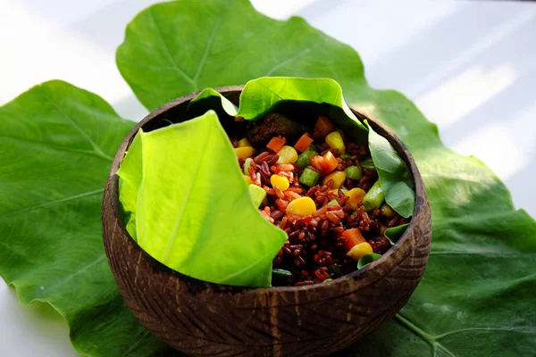 Cucina Vietnamita Riso Rosso Delizioso Nutrimento Piatto Riso Pranzo Cibo — Foto Stock