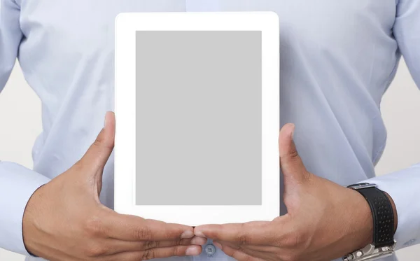 Som har en digital tablett – stockfoto