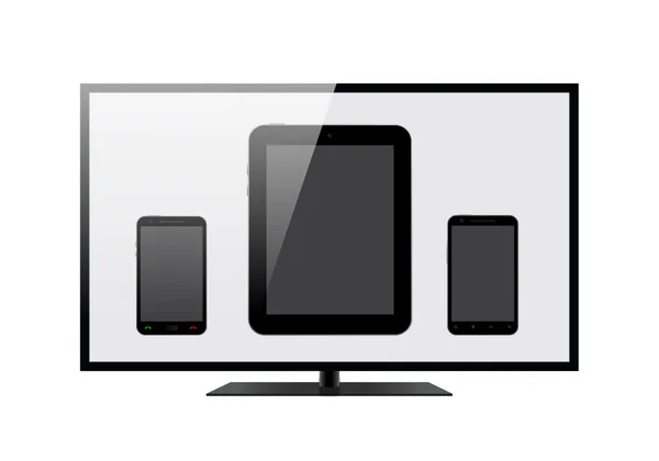 Smartphones und digitaler Tisch auf der LCD — Stockfoto