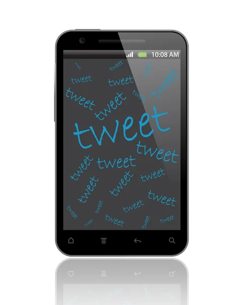 Tweet con smartphone Imágenes de stock libres de derechos