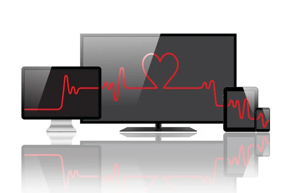 Heartbeat op de monitoren — Stockfoto