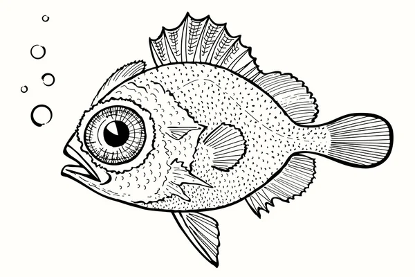 Peixes abstratos, ilustração vetorial desenhada à mão — Vetor de Stock
