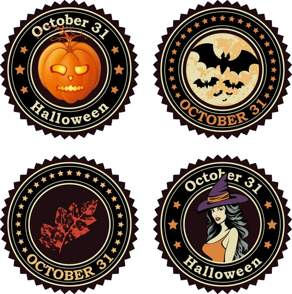 Happy Halloween seals or badges, vector — Stock Vector