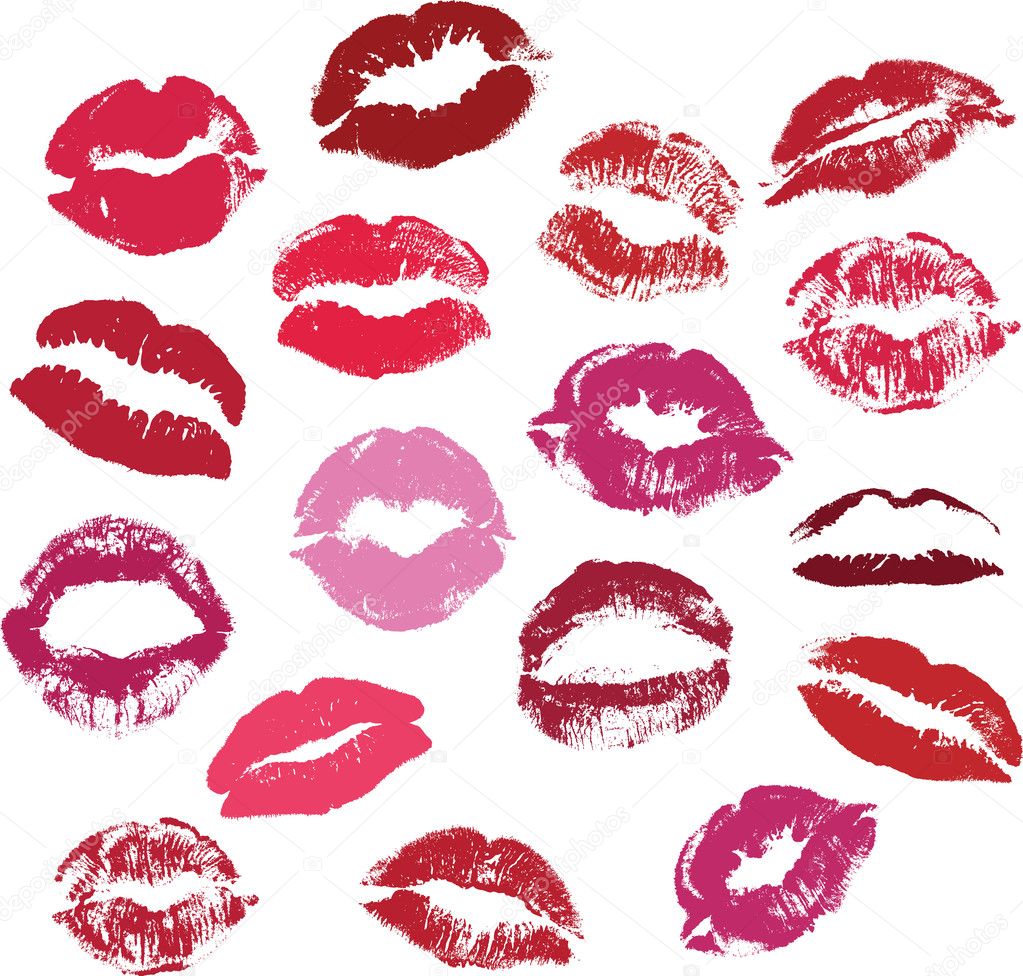 Collection of kisses, vector