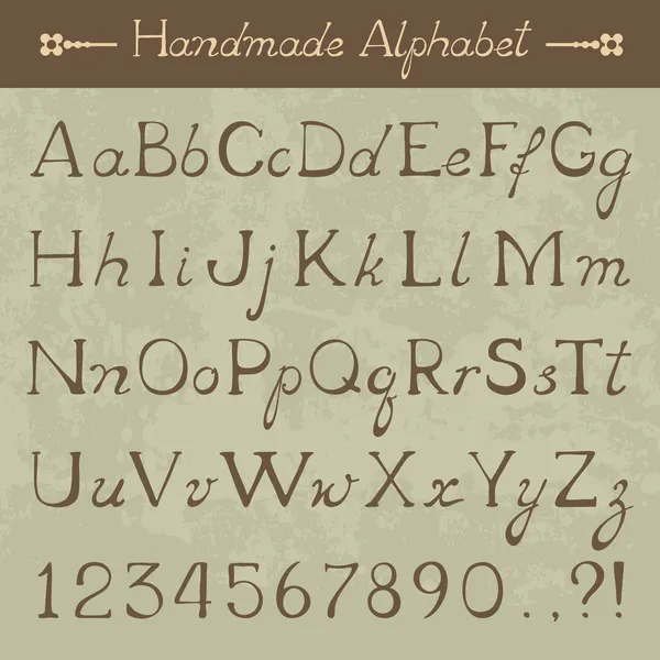 Vector dibujado a mano Alfabeto, letras mayúsculas y minúsculas, signos de puntuación y dígitos — Archivo Imágenes Vectoriales