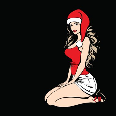 Noel kostümlü güzel kız.