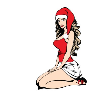 Noel kostümlü güzel kız.