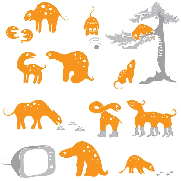 Un conjunto de animales divertidos — Vector de stock