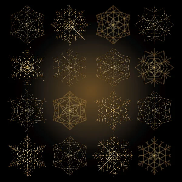 Collection de flocons de neige dorés — Image vectorielle
