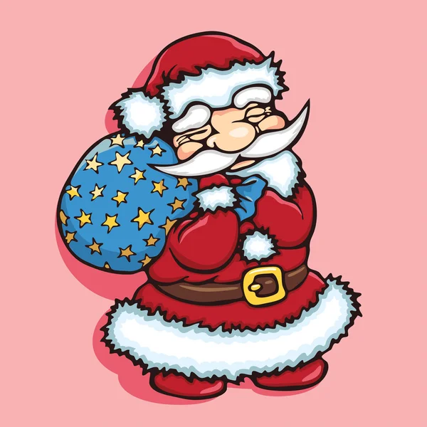 Cute Santa carries his bag — Stock Vector