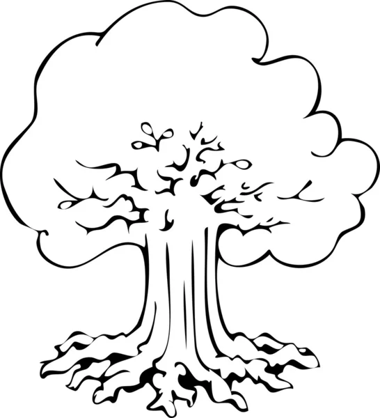 Vettore disegnato a mano vecchio albero nero — Vettoriale Stock