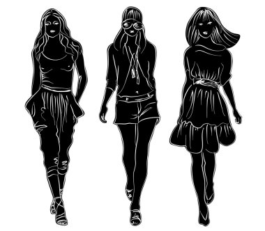 Girls silhouettes clipart