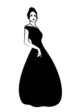 Gece elbiseli kadın.