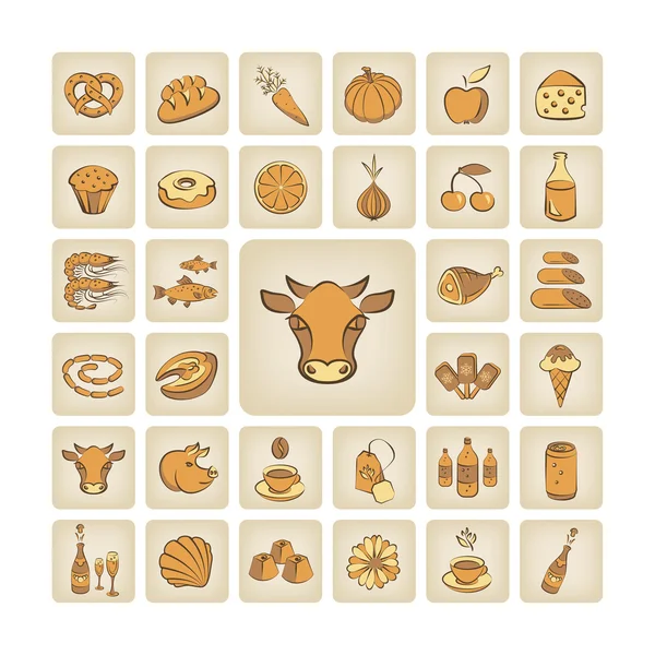 Iconos de comida tema — Vector de stock