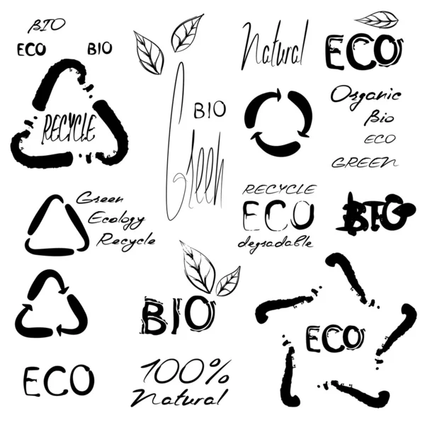 Eco bio signos — Vector de stock