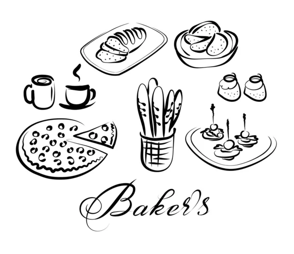 Eten en drinken baker's thema — Stockvector