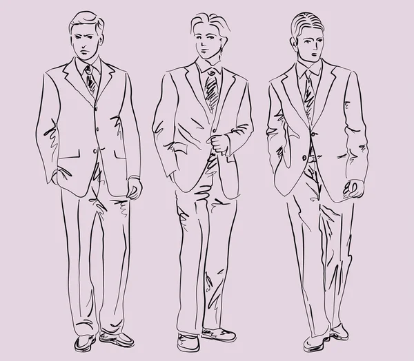 Uomini in giacca e cravatta — Vettoriale Stock