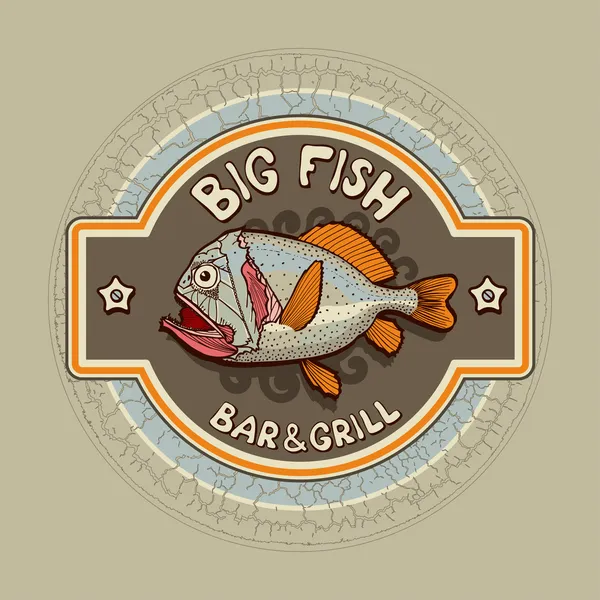 Panneau bar avec poisson — Image vectorielle