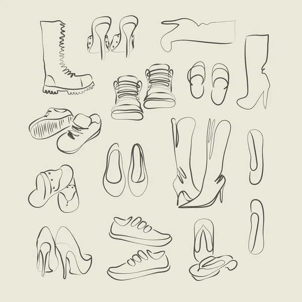 Collection of footwear — Stock Vector