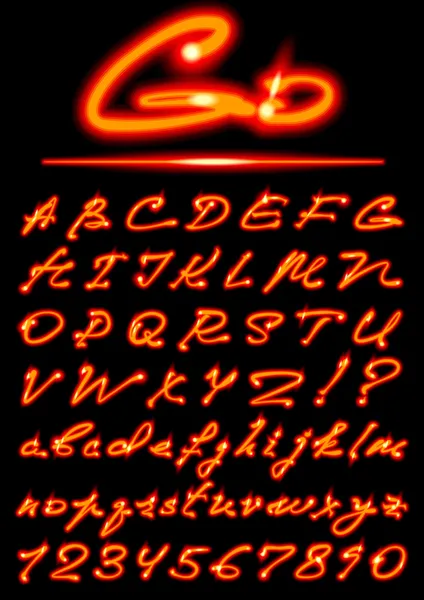 Feuer transparentes Alphabet — Stockvektor