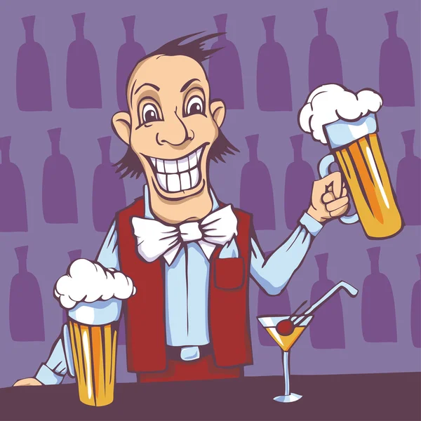 Barman sloužící pivo — Stockový vektor