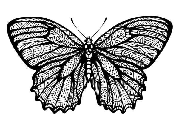 Mariposa dibujada a mano — Vector de stock