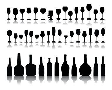 Glasses and bottles of wine clipart